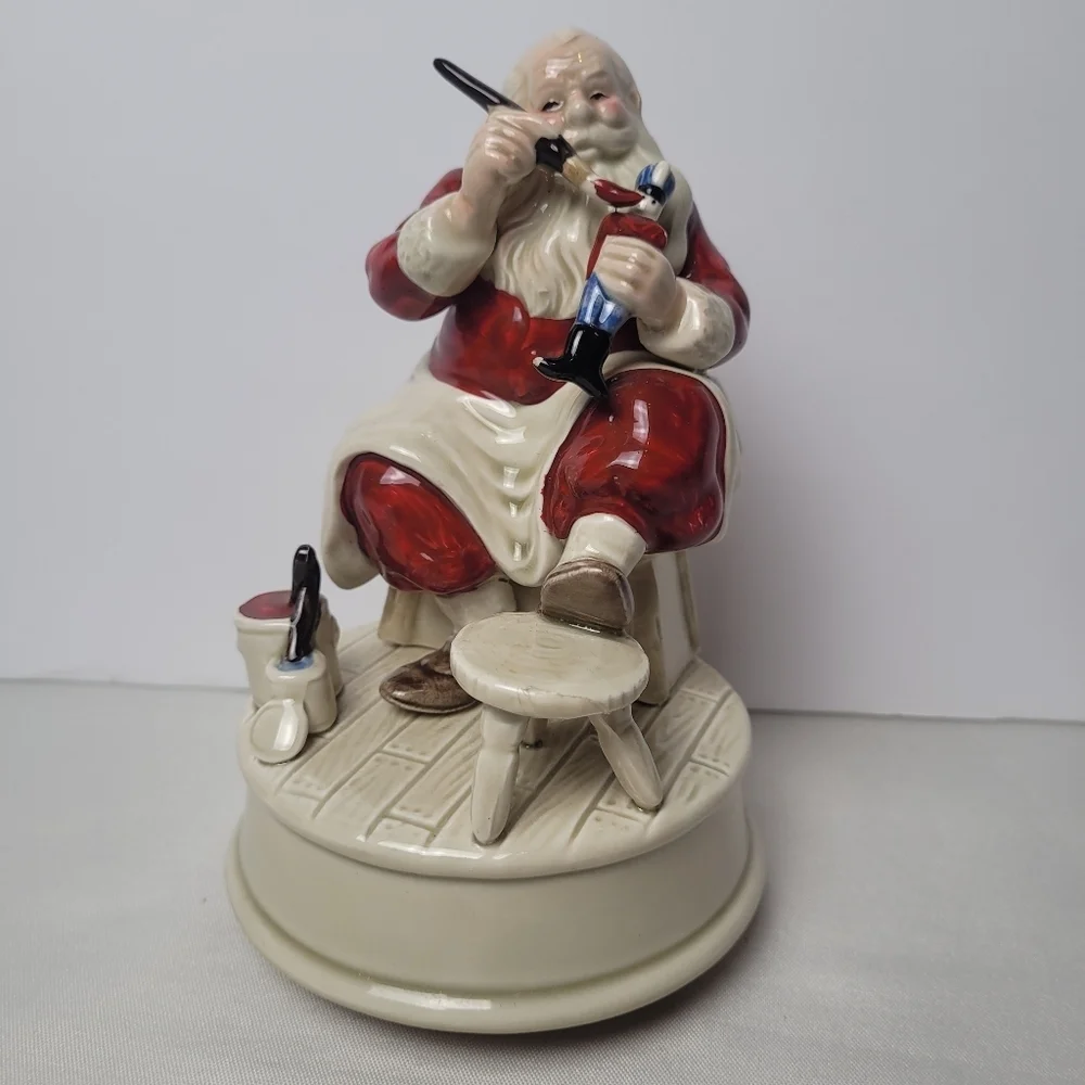 Vintage Otagiri Porcelain Musical Santa Figurine Here Comes Santa Hand Painted